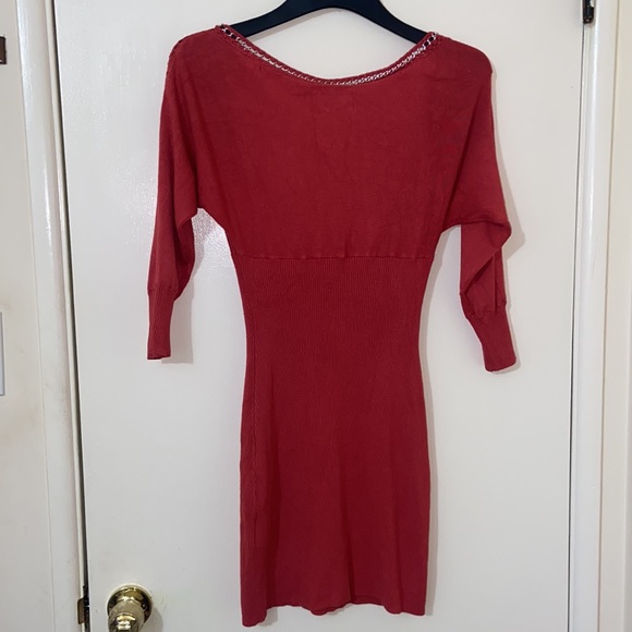 Y2K GUESS CORAL SWEATER DRESS CHAIN DETAIL KNIT SZ MED BODYCON SEXY - Picture 10 of 10